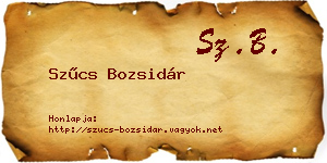 Szűcs Bozsidár névjegykártya